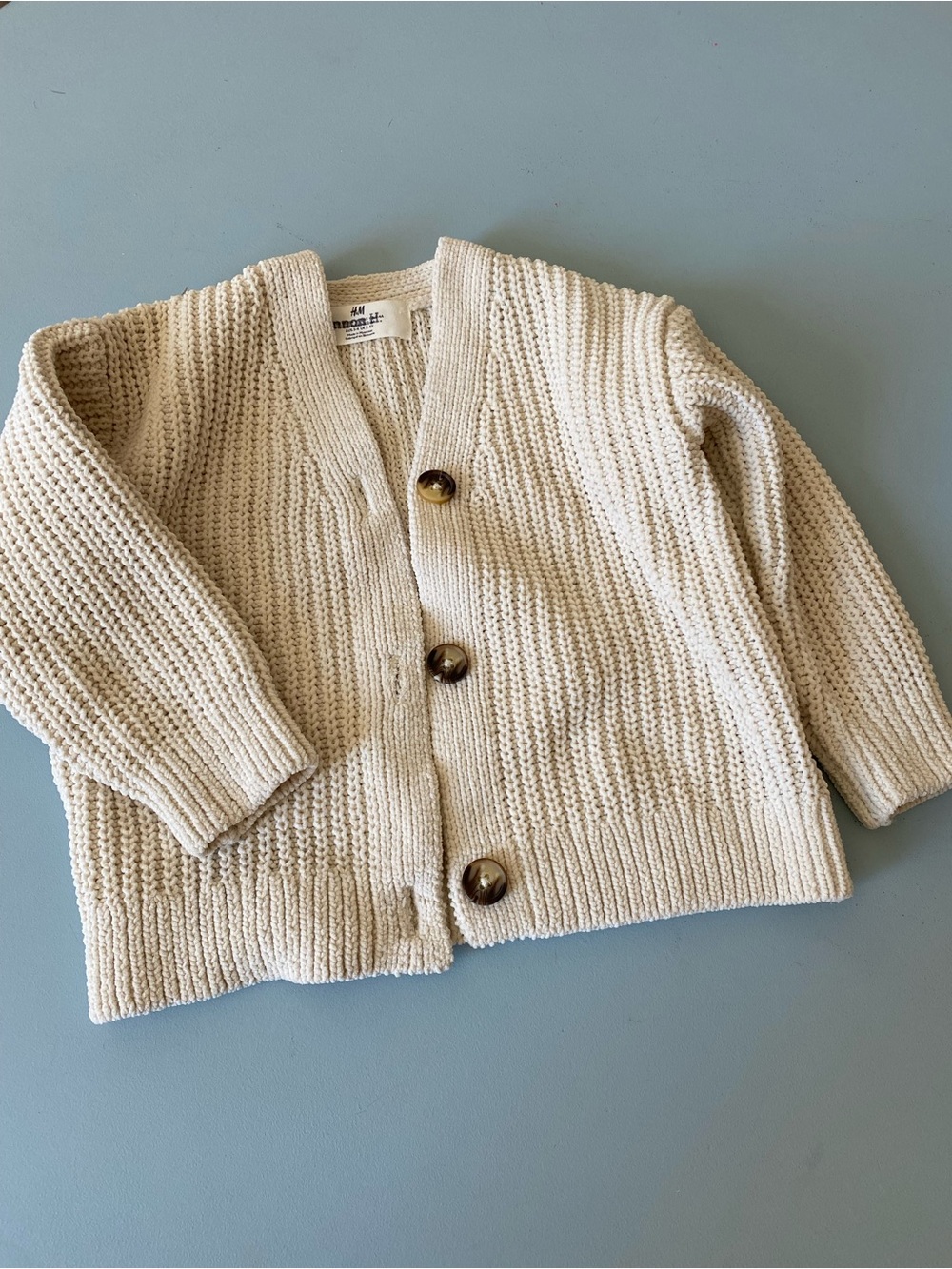 H&M 4T Cream Knit Button-Up Cardigan